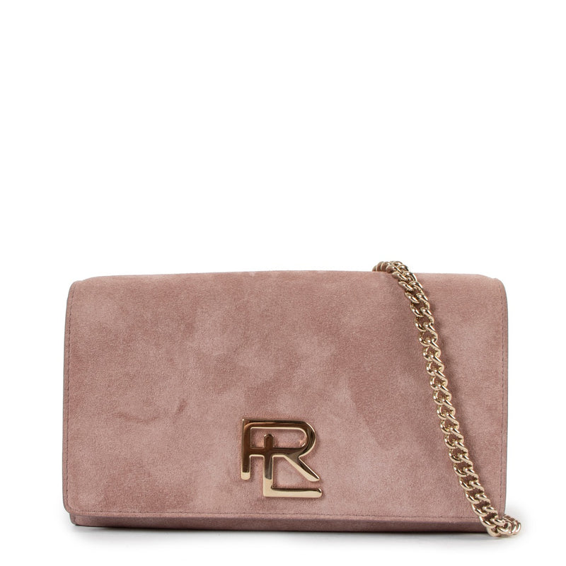 Ralph Lauren Pink Suede RL Clutch Chain Bag
