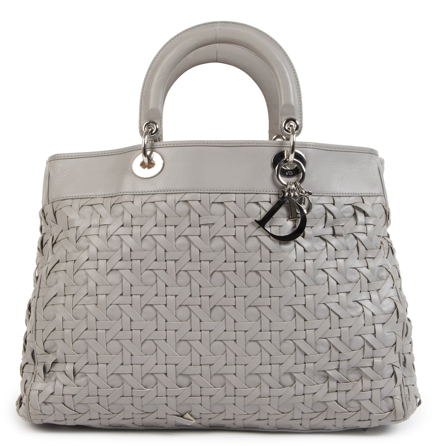Authentic second-hand vintage Dior Lady Dior Avenue Grey Tote Bag buy online webshop LabelLOV