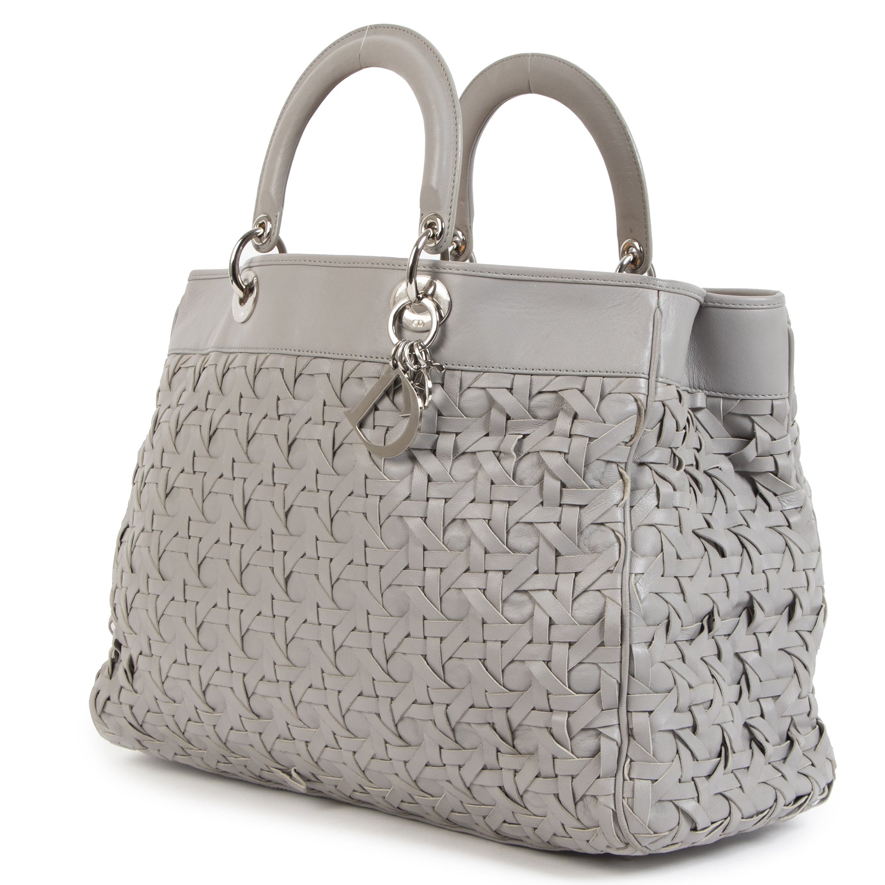 Authentic second-hand vintage Dior Lady Dior Avenue Grey Tote Bag buy online webshop LabelLOV