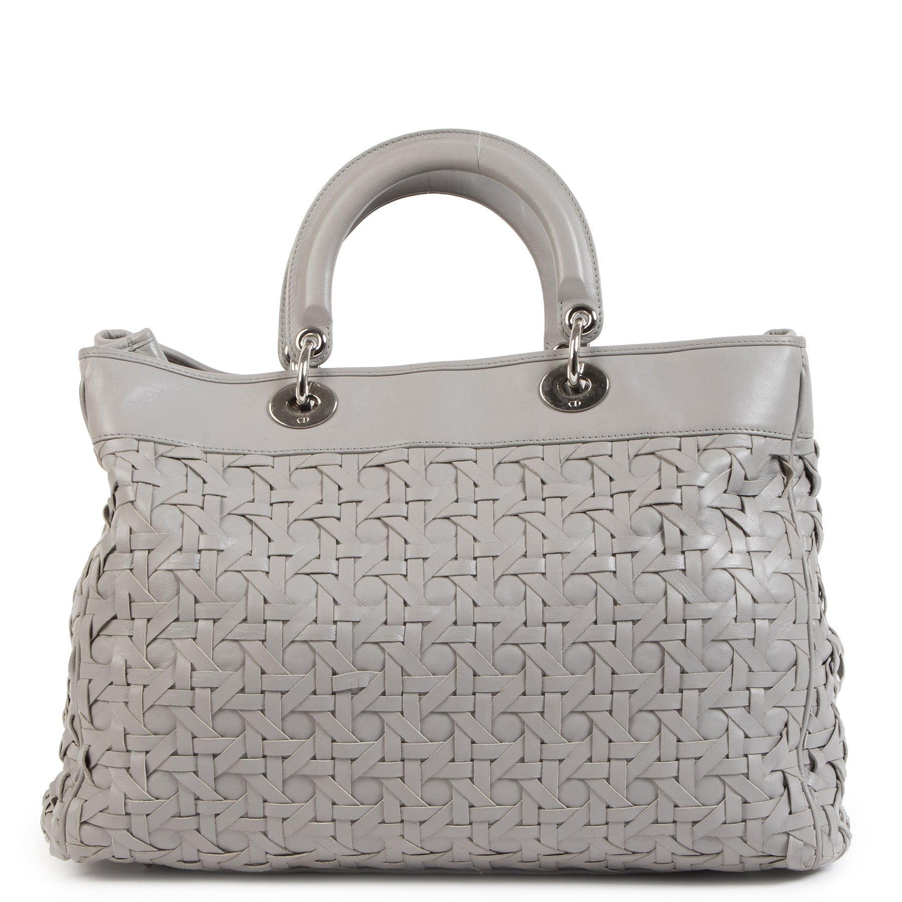 Authentieke tweedehands vintage Dior Lady Dior Avenue Grey Tote Bag koop online webshop LabelLOV