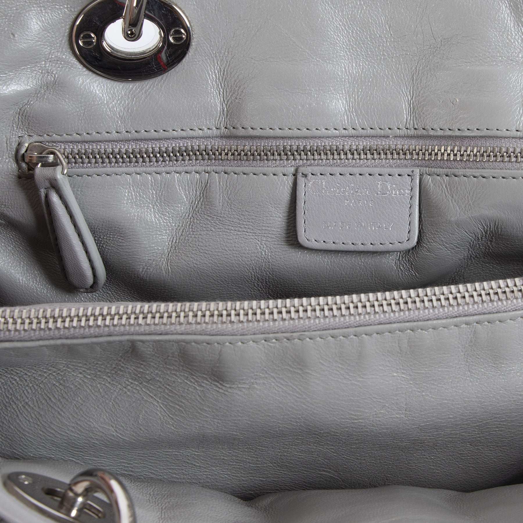 Authentique seconde-main vintage Dior Lady Dior Avenue Grey Tote Bag achète en ligne webshop LabelLOV