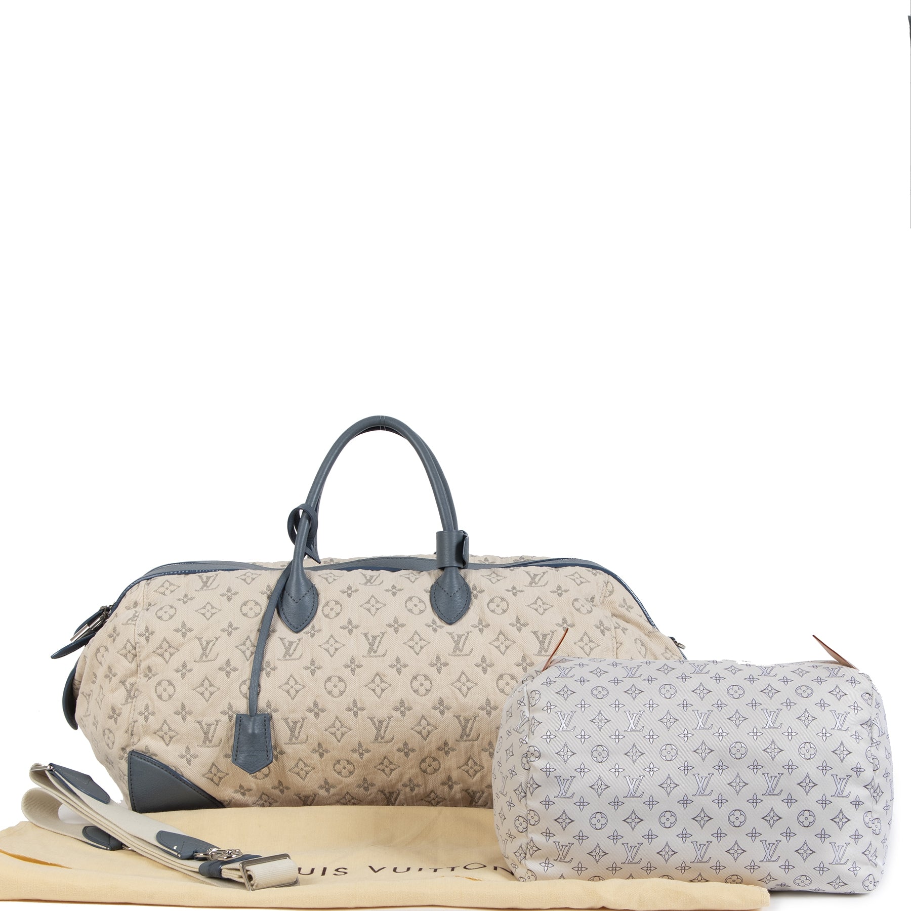 Louis Vuitton Limited Edition Blue Monogram Denim Speedy Large Bag