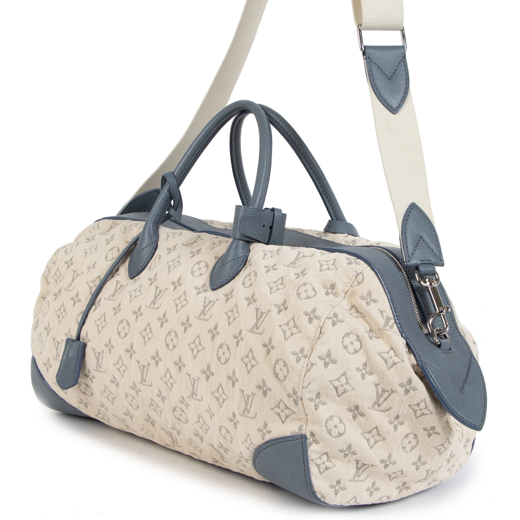 Louis Vuitton Limited Edition Blue Monogram Denim Speedy Large Bag