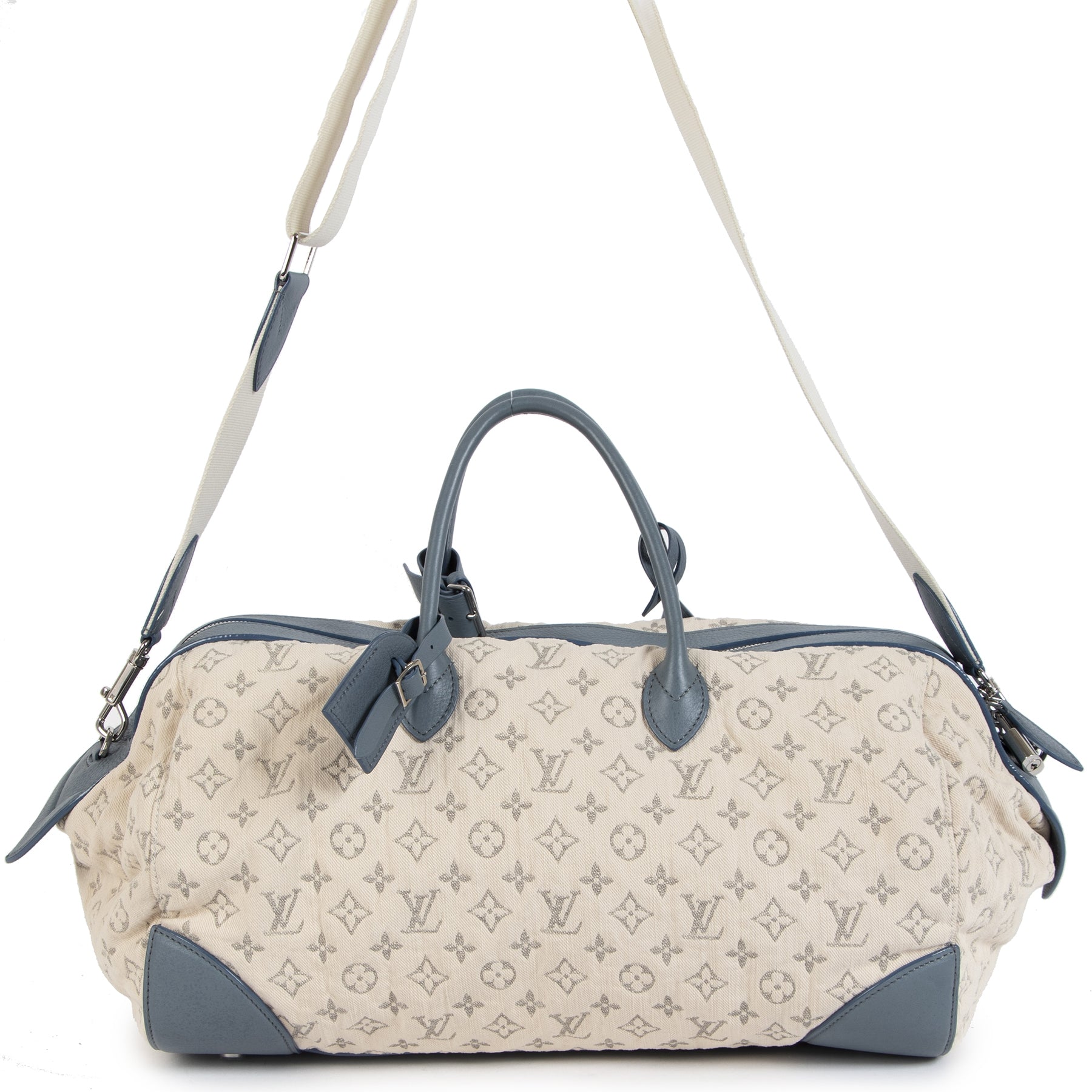Louis Vuitton Limited Edition Blue Monogram Denim Speedy Large Bag