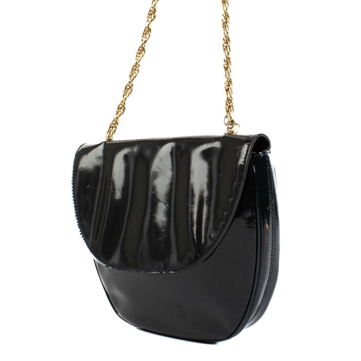 shop 100% authentic second hand Delvaux Blue Patent Leather Chain Crossbody on Labellov.com
