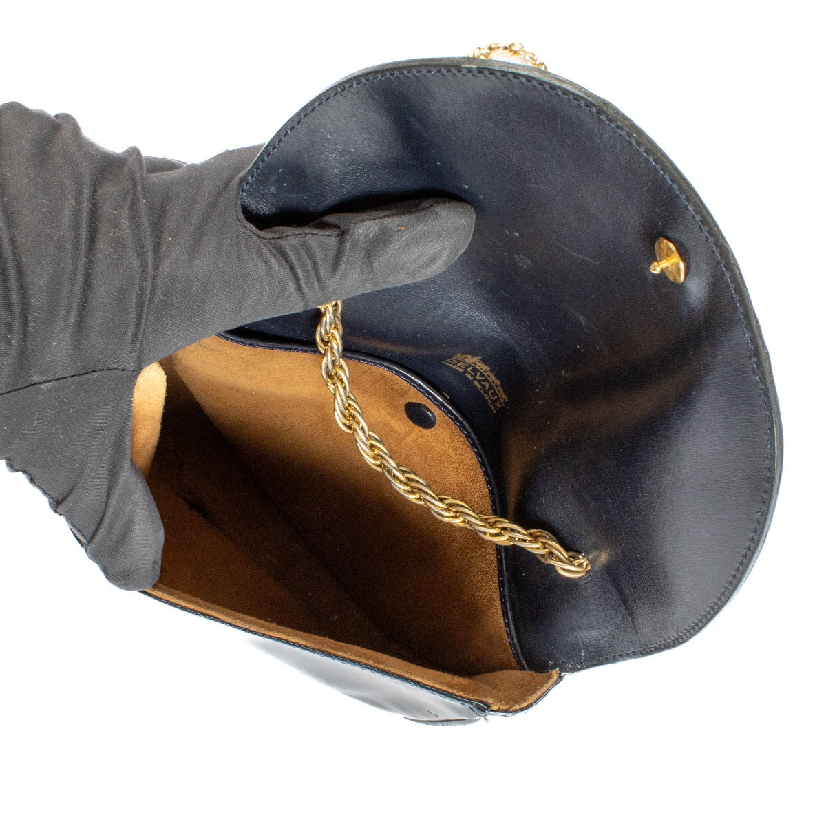 shop 100% authentic second hand Delvaux Blue Patent Leather Chain Crossbody on Labellov.com
