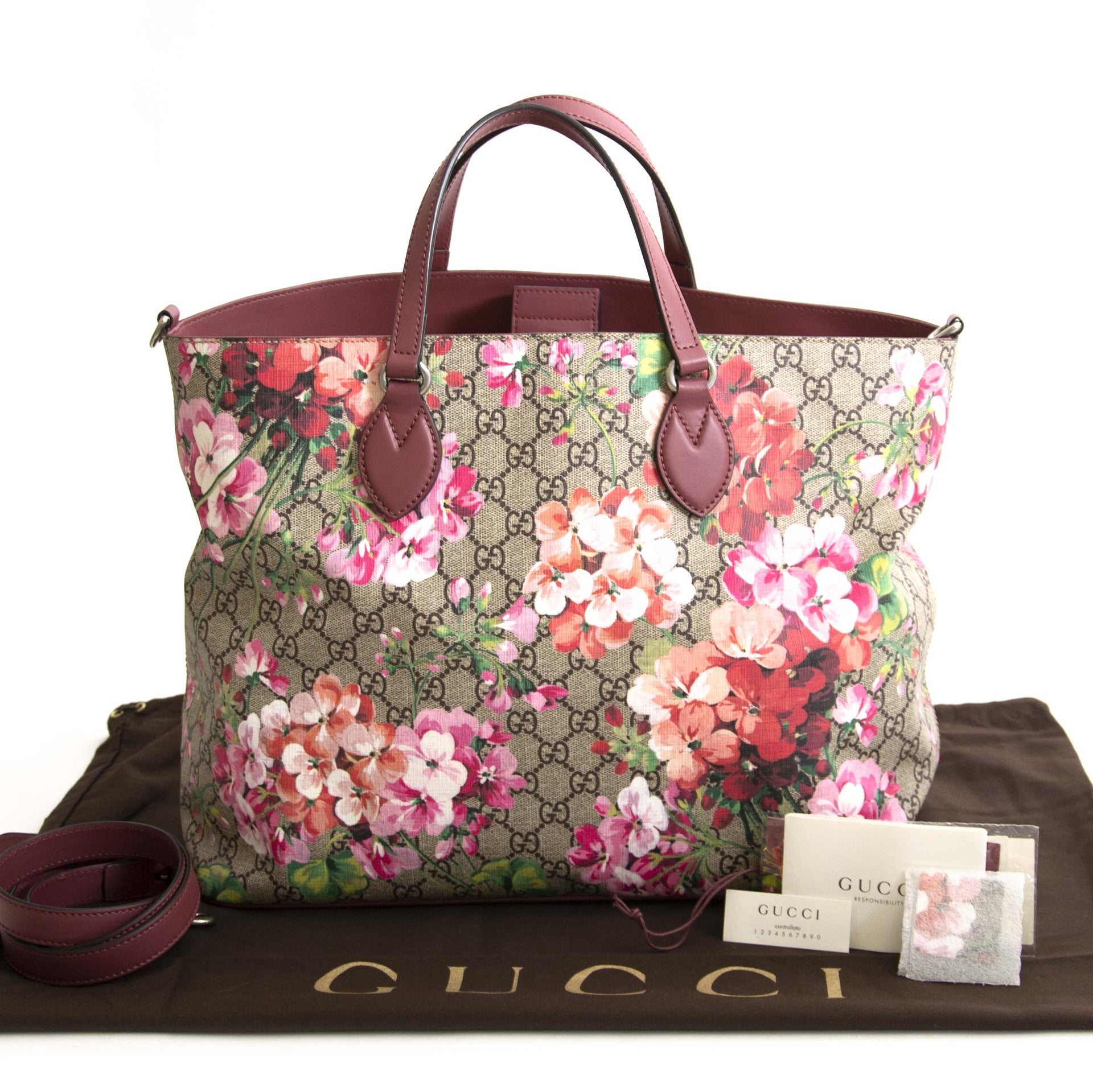 Authentic second hand vintage Gucci Monogram Blooms Tote online shopping webshop LabelLOV