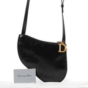 Original Christian Dior Diorissimo Saddle Black Leather Crossbody for sale in good condition on Labellov vintage site for 2nd hand designers