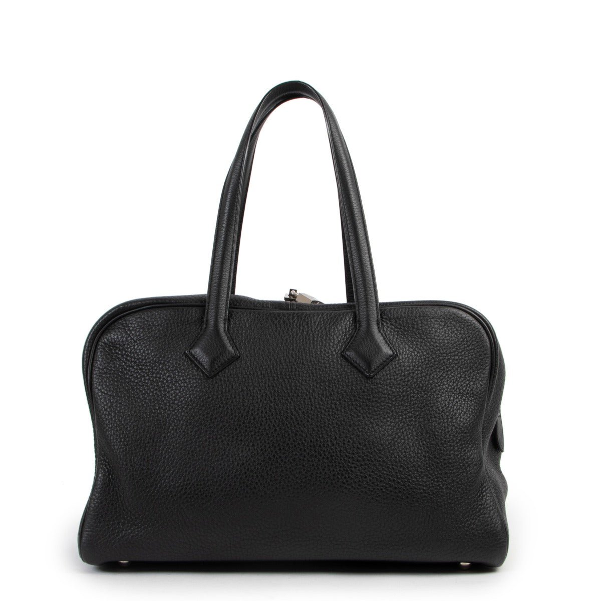 Original Hermès Black Fourre-Tout Victoria II 35 Leather Shoulder Bag in good condition on Labellov 2nd hand shop for designer items