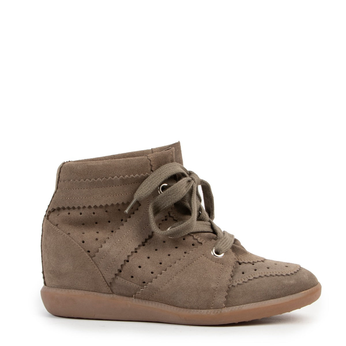Isabel Marant Bobi Calf Suede Khaki Sneakers - Size 39
