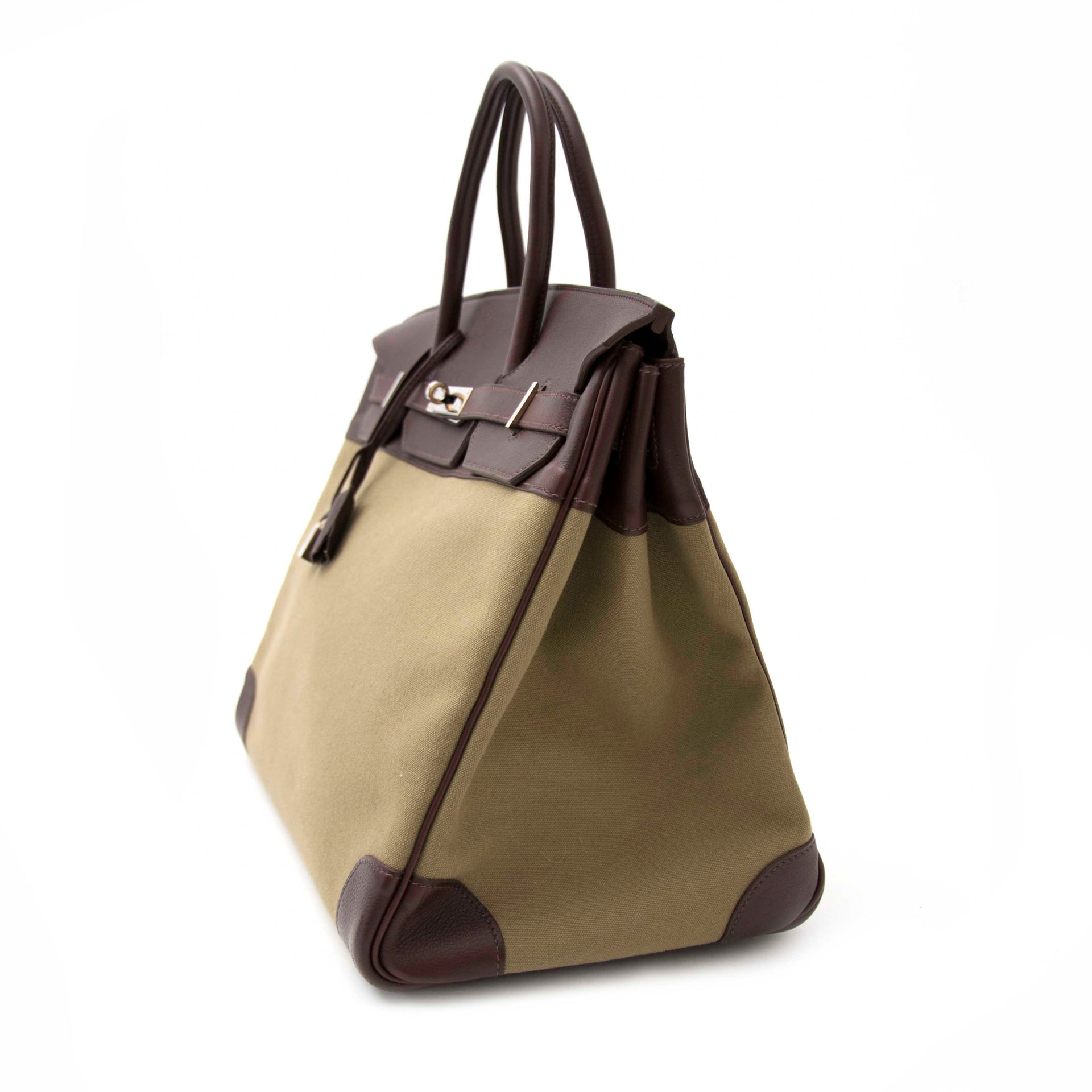 Hermès Birkin 40 Canvas Bicolor Toile/Cuir Swift PHW