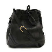 koop tweedehands Delvaux Black Leather Drawstring Bucketbag bij labellov