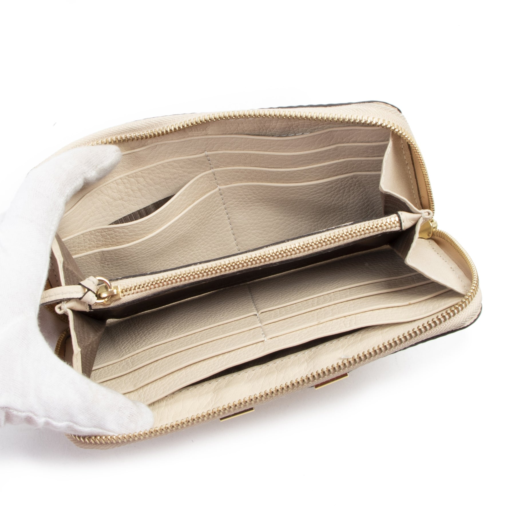 koop veilig online tegen de beste prijs Chloé Beige Marcie Zip Around Wallet