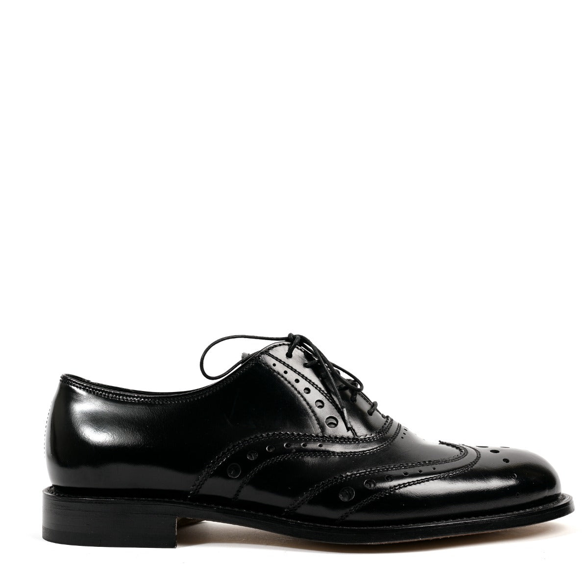 Prada Black Brushed Leather Brogue Oxford Shoes - Size 42,5