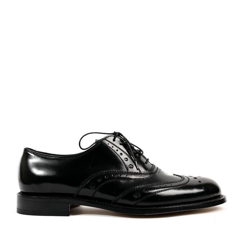 Prada Black Brushed Leather Brogue Oxford Shoes - Size 42,5