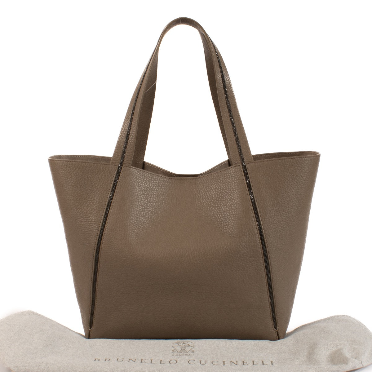 shop 100% authentic second hand Brunello Cucinelli Taupe Leather Shoulder Bag on Labellov.com