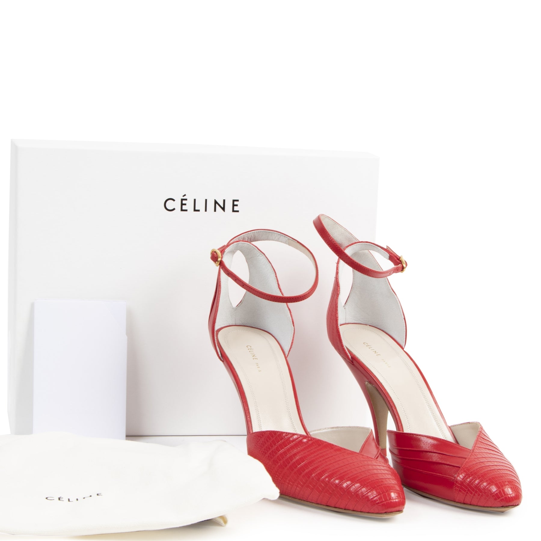 Authentique seconde-main vintage Céline Red Leather Pumps - Size 39 achète en ligne webshop LabelLOV
