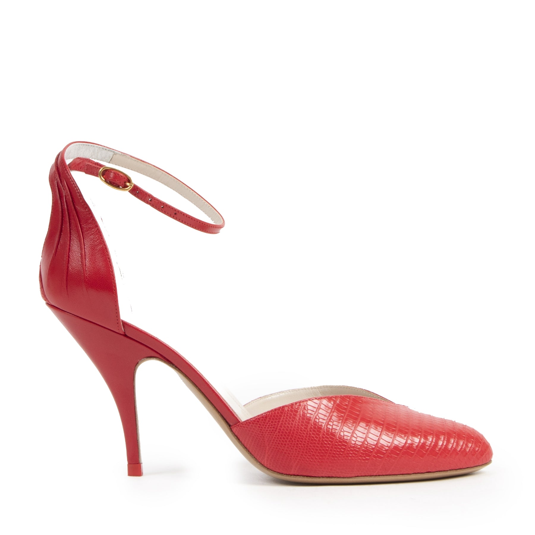 Authentic second-hand vintage Céline Red Leather Pumps - Size 39 buy online webshop LabelLOV