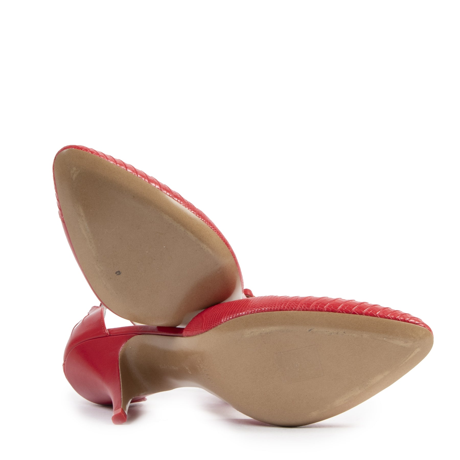 Authentieke tweedehands vintage Céline Red Leather Pumps - Size 39 koop online webshop LabelLOV