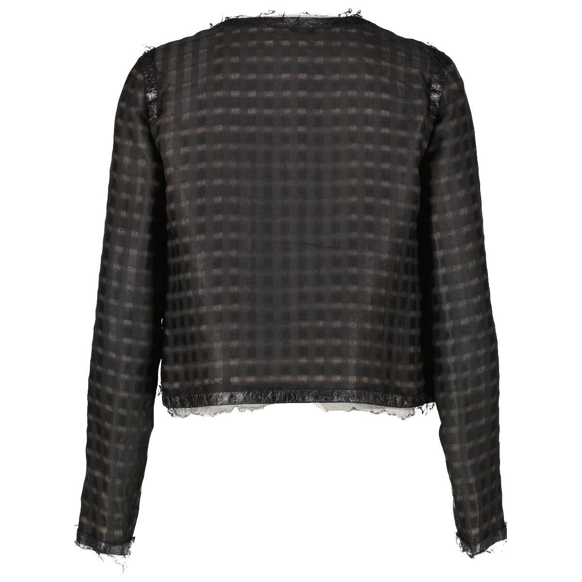 Chanel 09P Black Silk Check Jacket