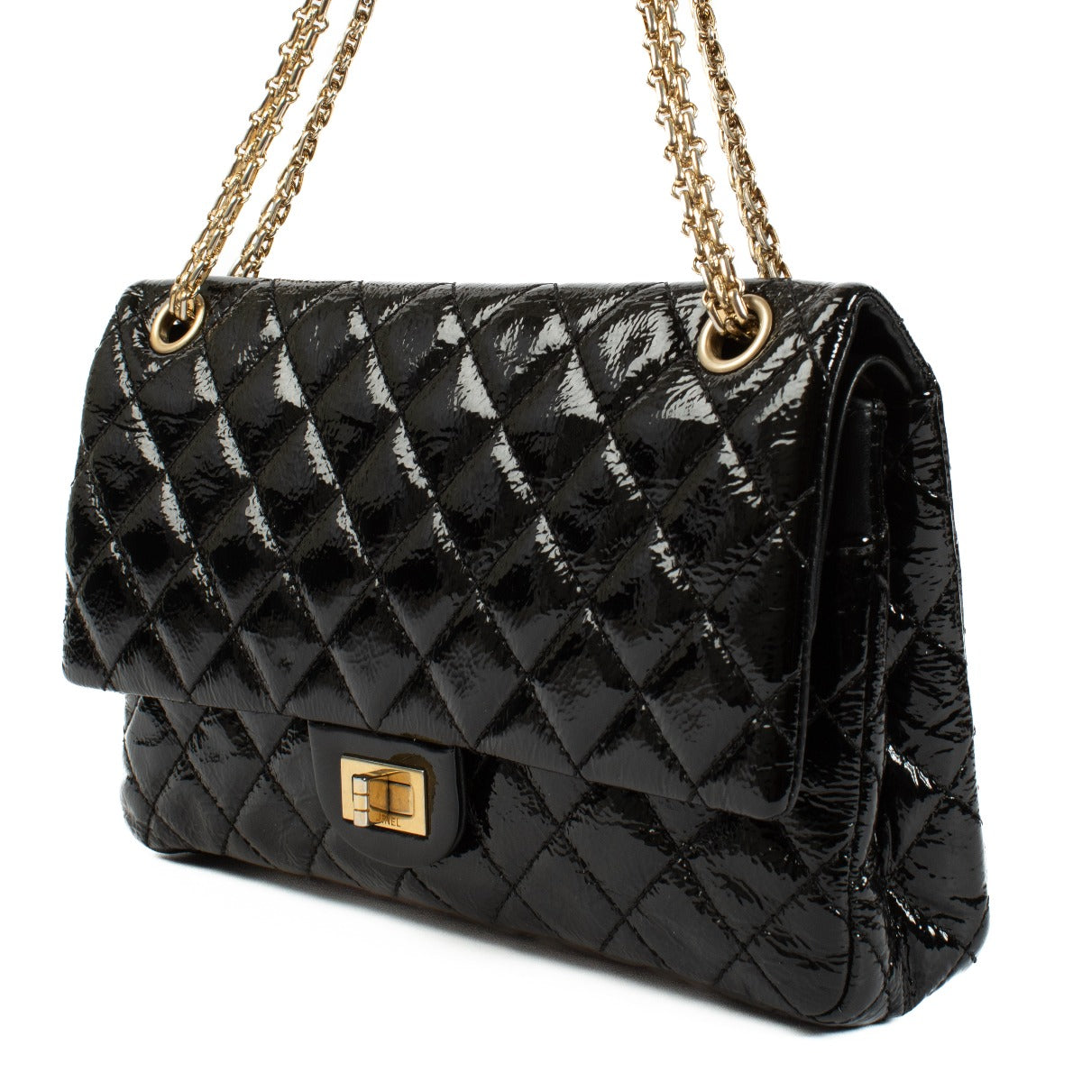 Chanel Black Patent Leather Medium 2.55 Bag