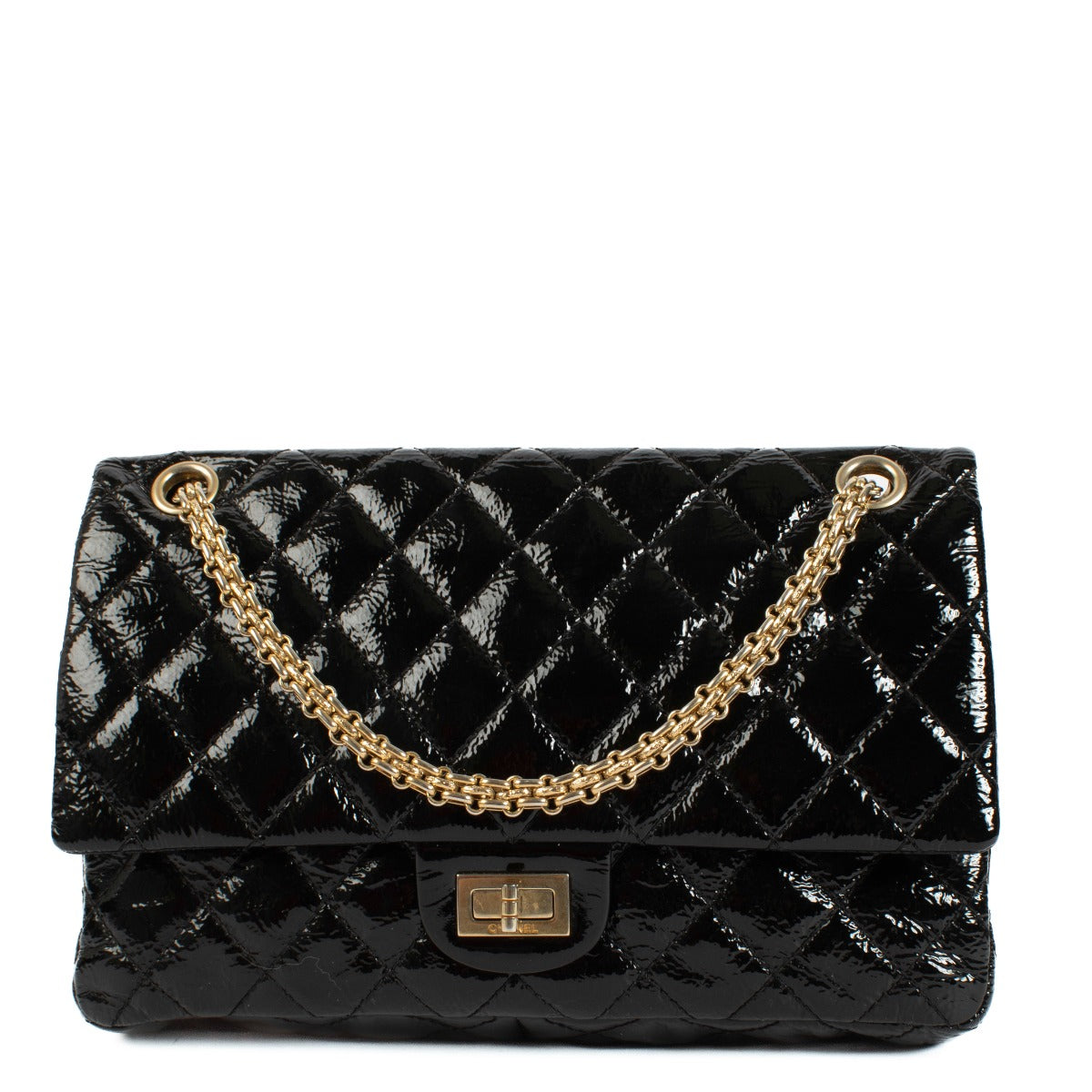 Chanel Black Patent Leather Medium 2.55 Bag
