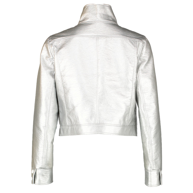 Courrèges Applique-Logo Vinyl Silver Jacket - FR40 for the best price at Labellov secondhand luxury