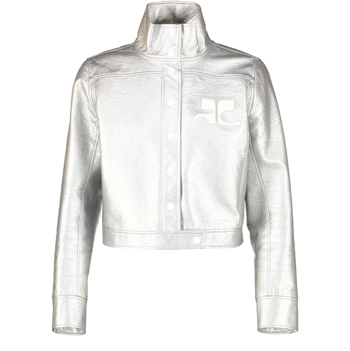 Courrèges Applique-Logo Vinyl Silver Jacket - FR40
