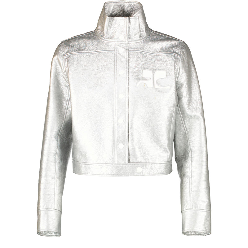 Courrèges Applique-Logo Vinyl Silver Jacket - FR40