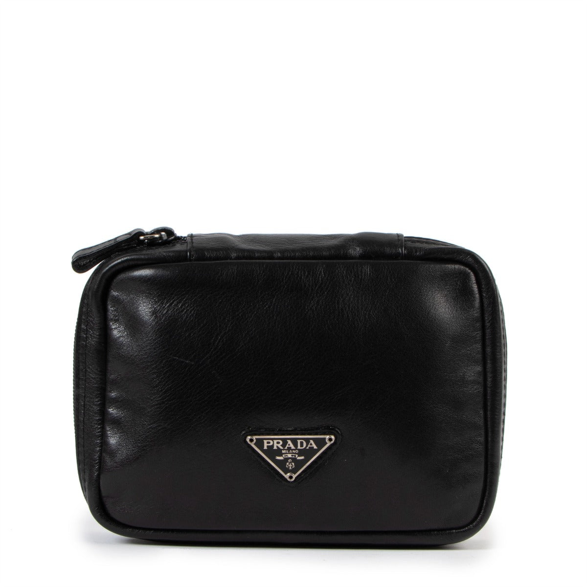 Authentic second hand Prada Black Logo Leather Pouch at Labellov