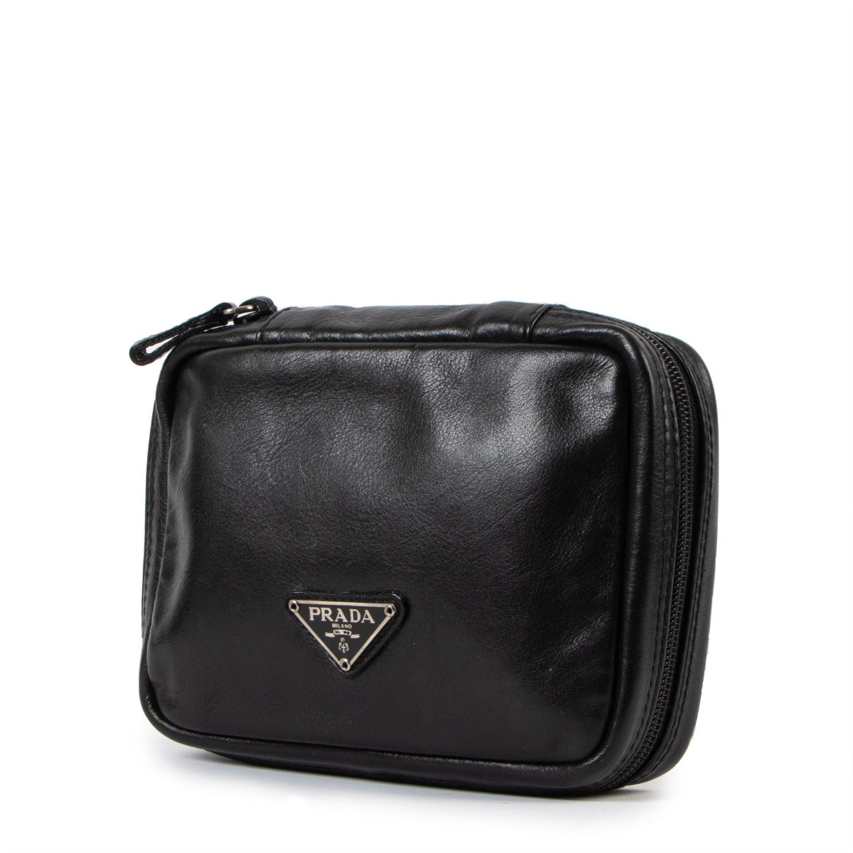 Authentic second hand Prada Black Logo Leather Pouch at Labellov