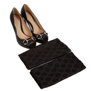 Gucci Black Horsebit Open Toe Pumps