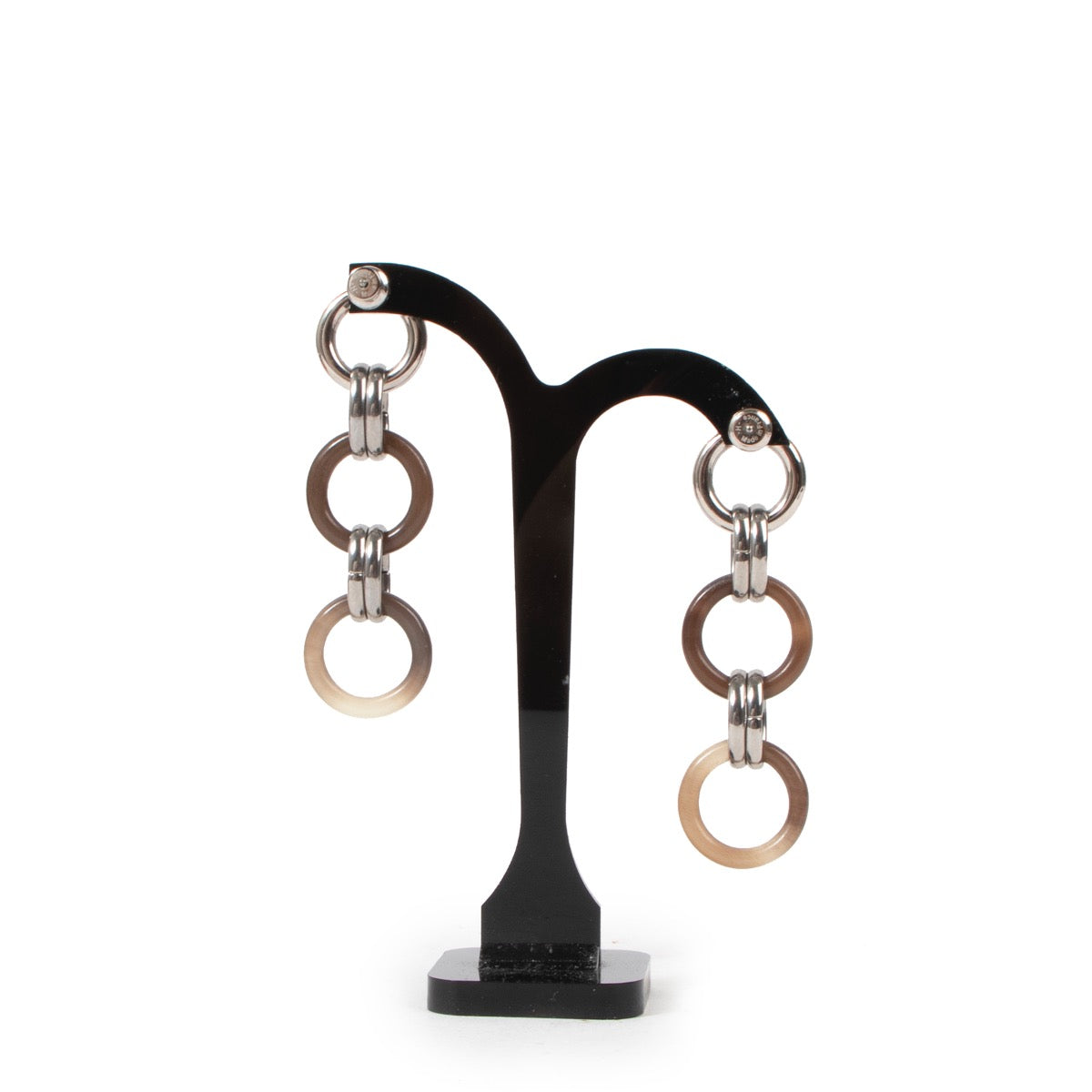Buy authentic vintage Hermès Silver Metal Knotted Earrings in very good condition at Labellov Antwerp.