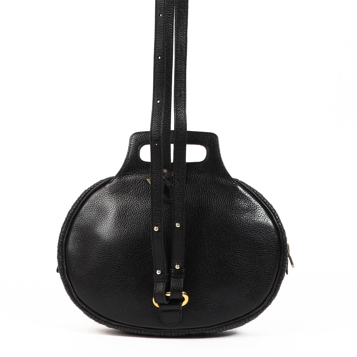 Buy an authentic second hand Delvaux Black Oval Toile De Cuir Backpack in very good condition at Labellov.com