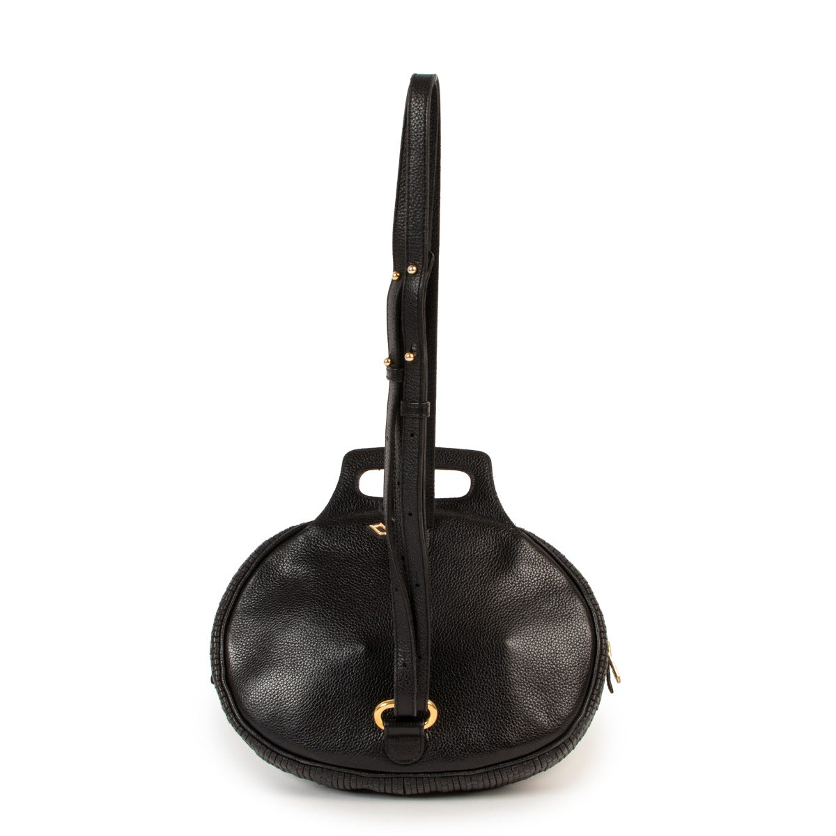 Shop authentic second hand designer vintage Delvaux Black Oval Toile De Cuir Backpack at Labellov.