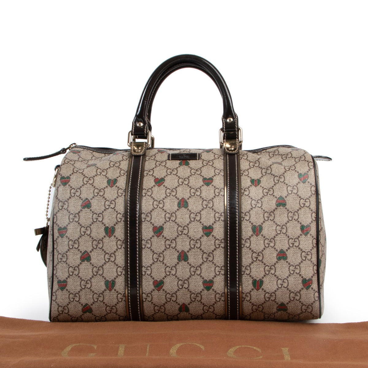 Gucci Monogram Hearts Joy Boston Brown Top handle on Labellov, Worldwide Shipping