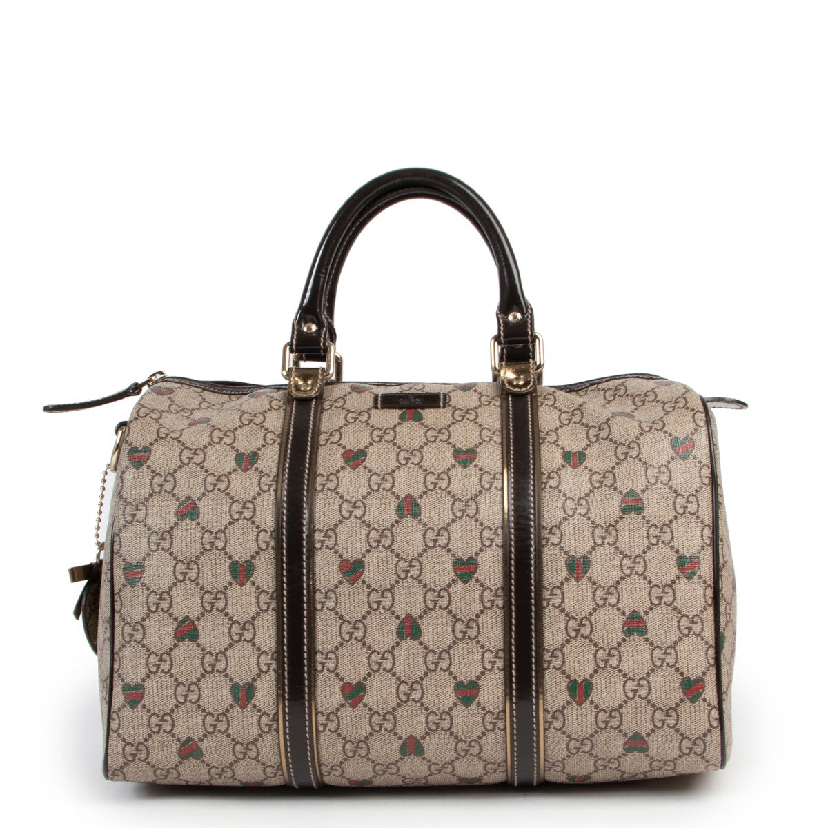 Buy in very good condition a Gucci Monogram Hearts Joy Boston Brown Top handle