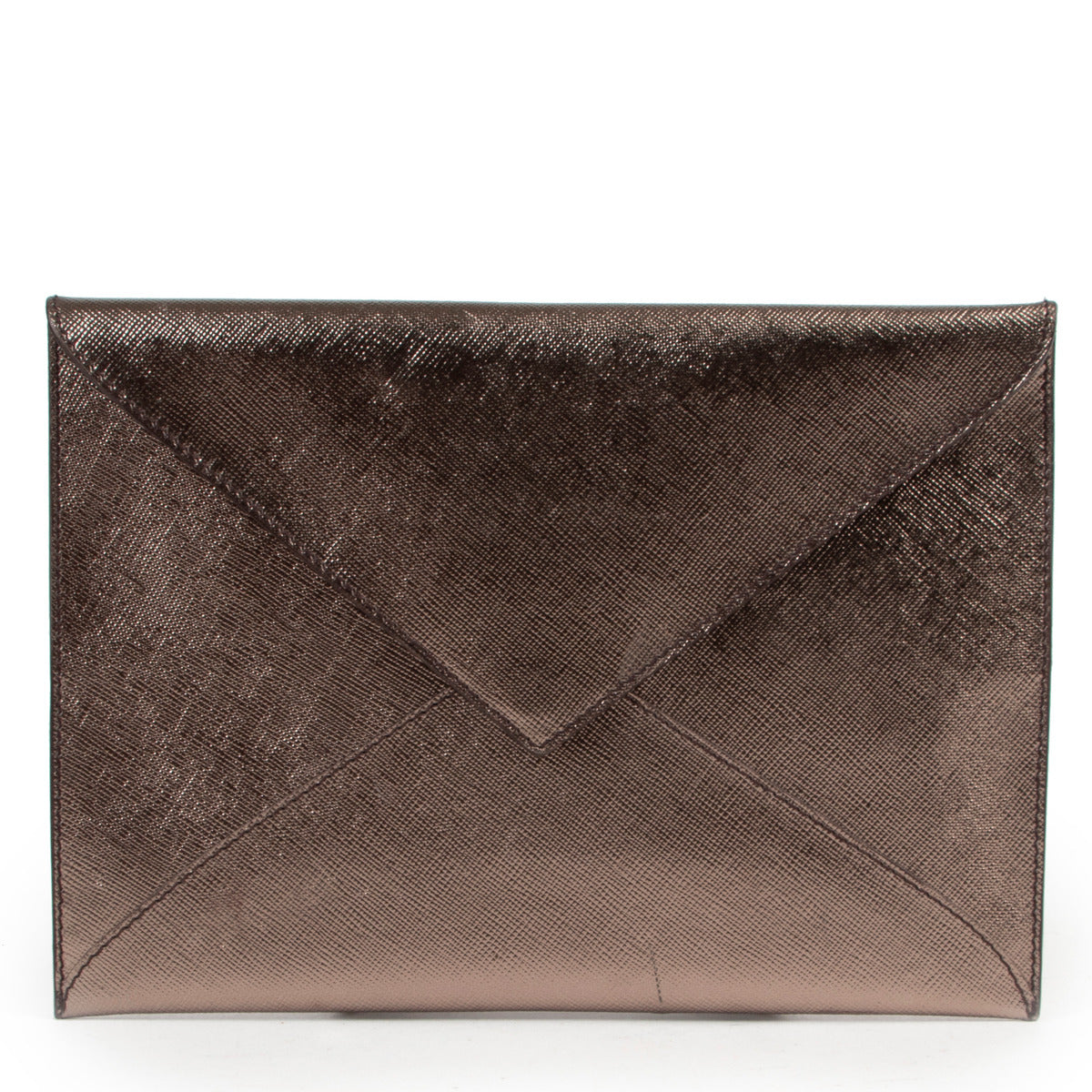 Prada Metallic Bronze Clutch Enveloppe