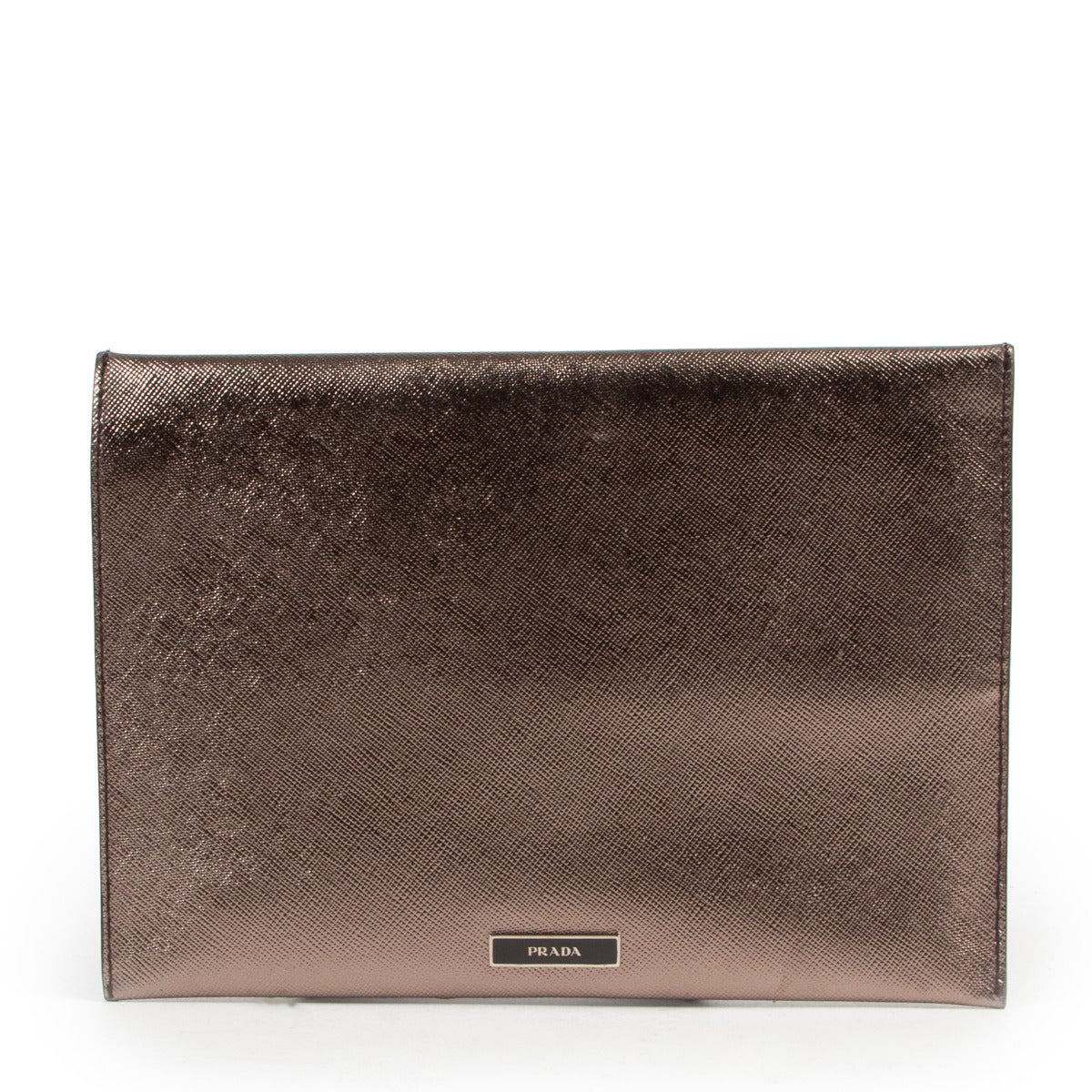 Prada Metallic Bronze Clutch Enveloppe