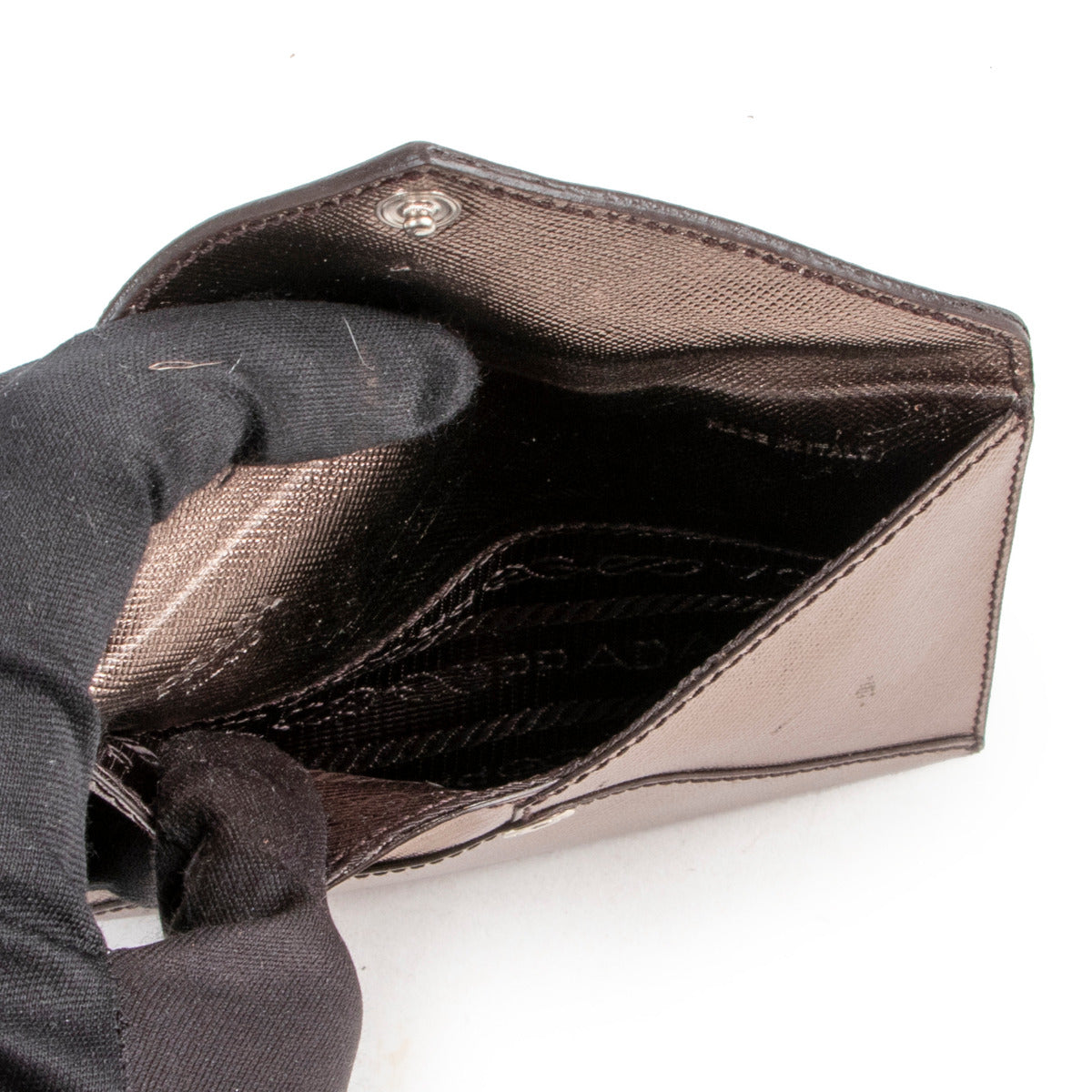 Prada Metallic Bronze Clutch Enveloppe