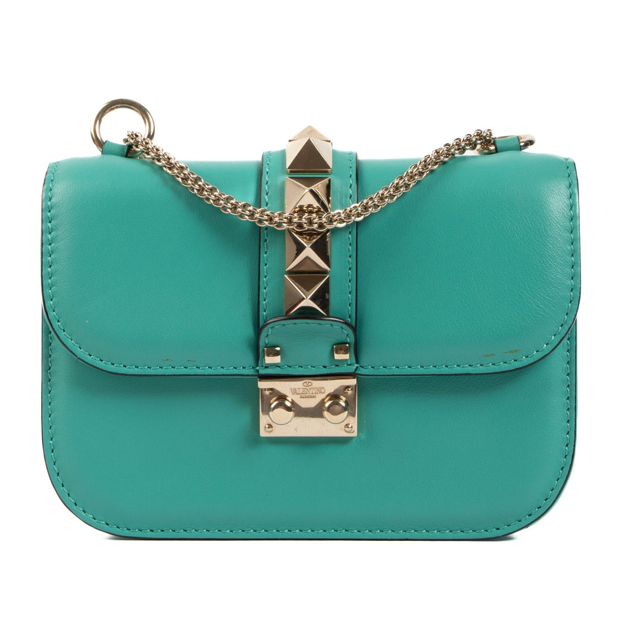 Valentino Garavani Teal Small Glam Lock Crossbody Bag