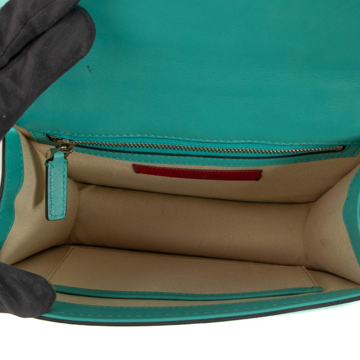 Sac bandoulière Valentino Garavani Glam Lock petit modèle sarcelle
