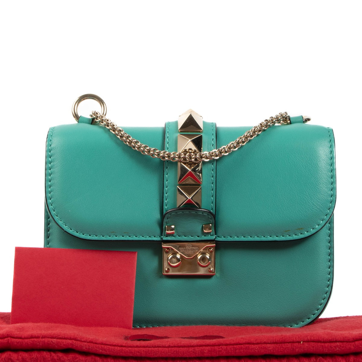Valentino Garavani Teal Small Glam Lock Crossbody Bag