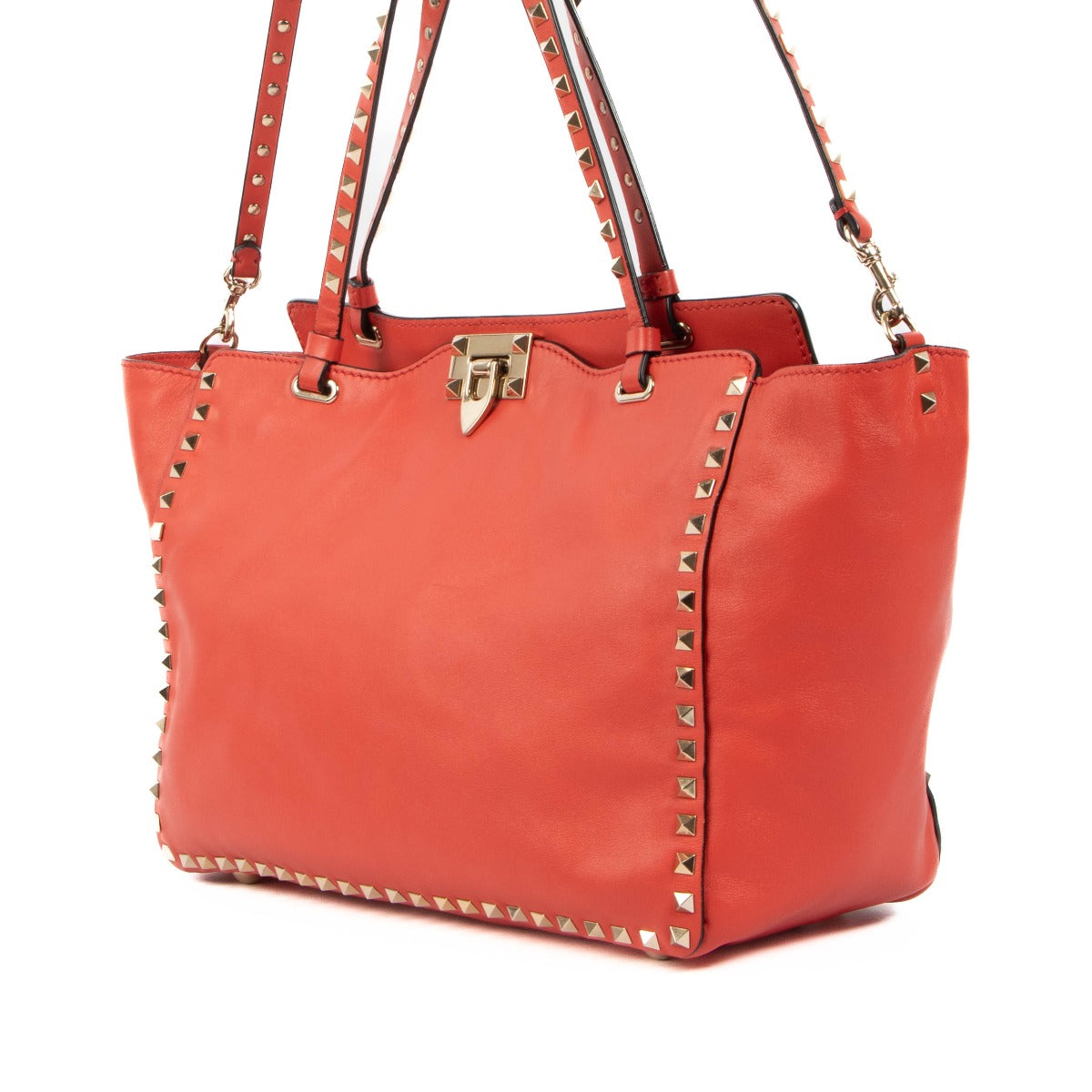 Valentino Garavani Red Medium Rockstud Tote Bag