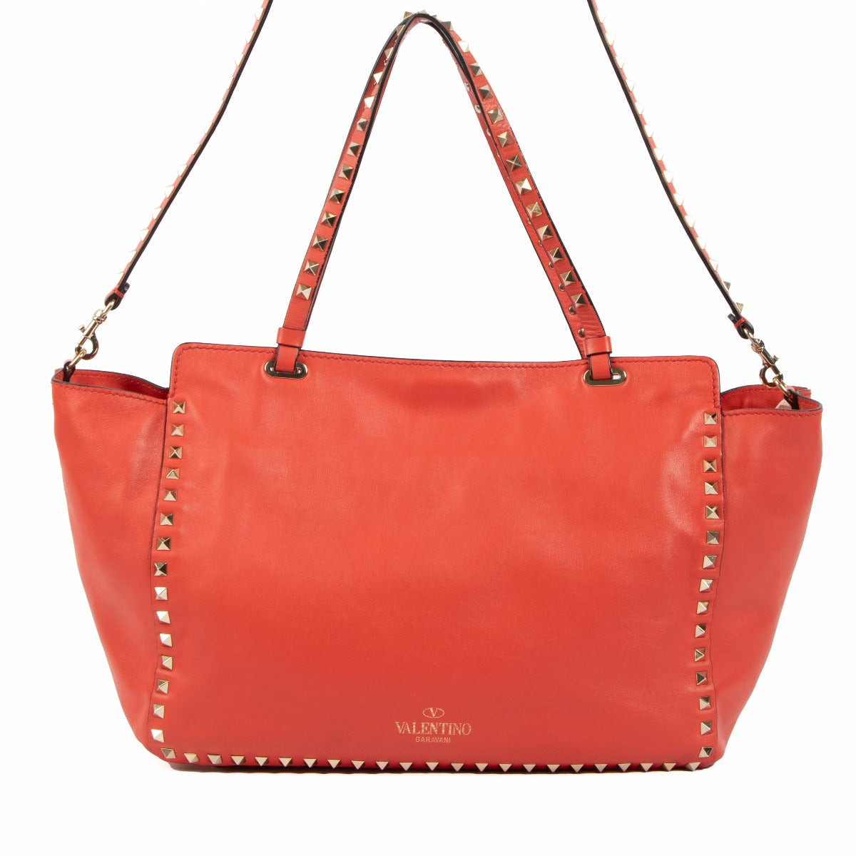 Valentino Garavani Red Medium Rockstud Tote Bag