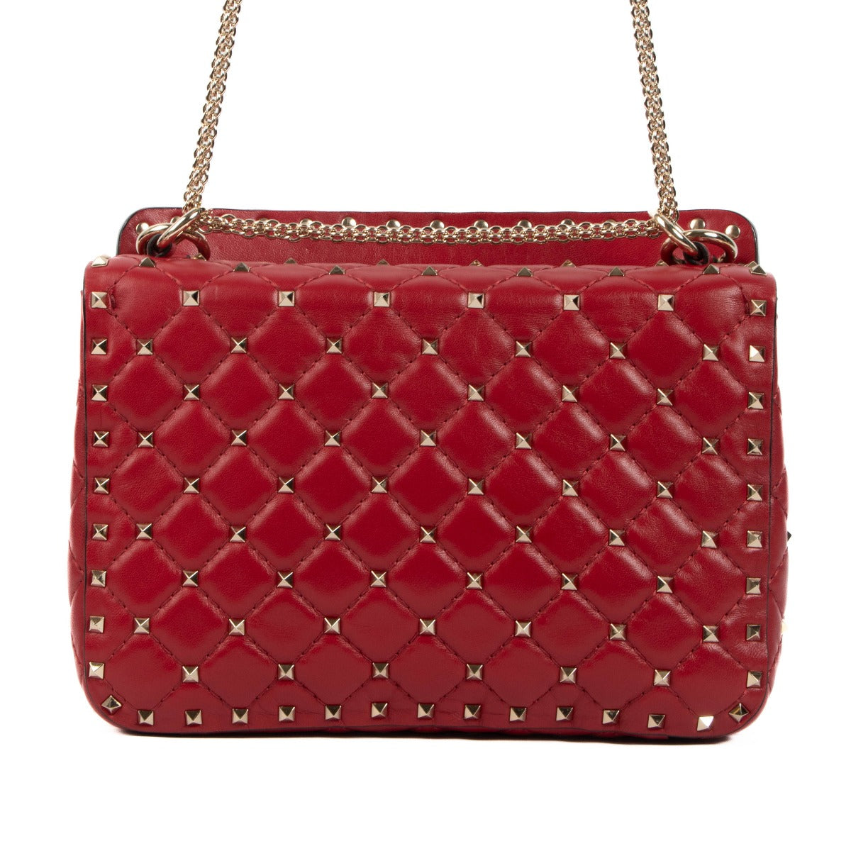 Valentino Garavani Red Nappa Medium Rockstud Spike Bag