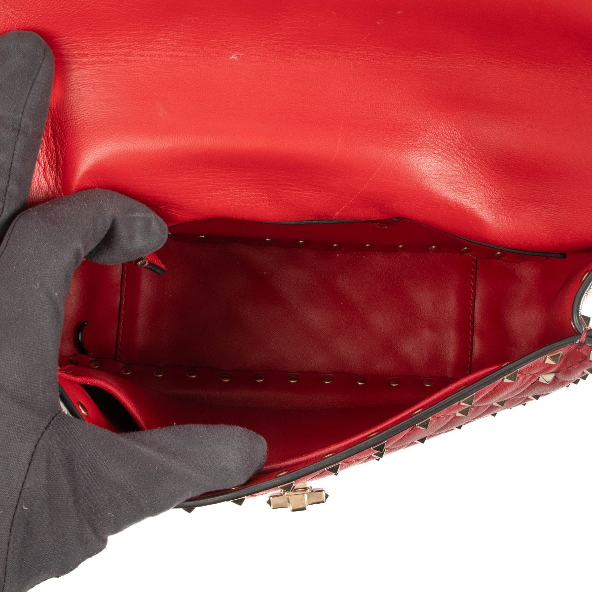 Valentino Garavani Red Nappa Medium Rockstud Spike Bag