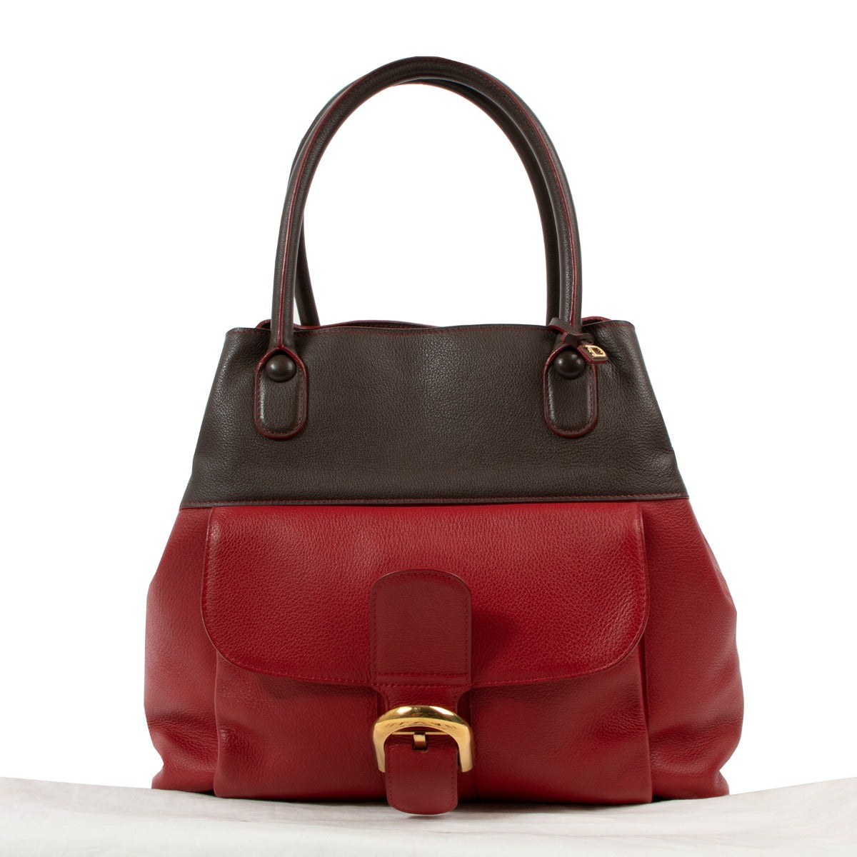 Buy an authentic second-hand Delvaux Leather Bicolor Trompe 'L'oeil Top Handle Bag in very good condition at Labellov Antwerp.
