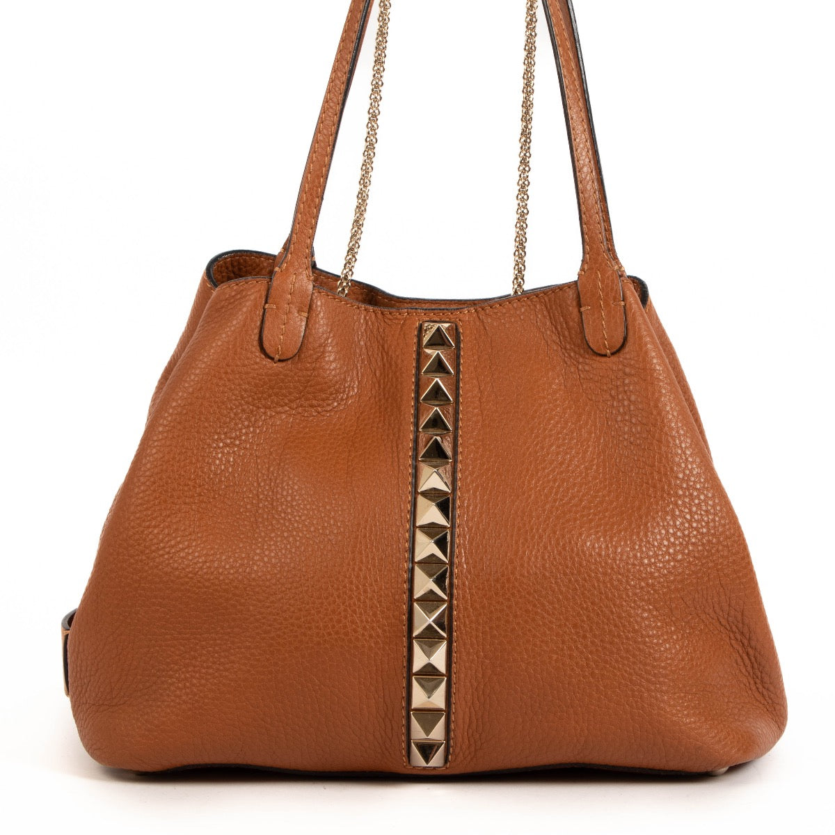 shop 100% authentic second hand Valentino Garavani Cognac Rock Stud Shoulder Bag on Labellov.com