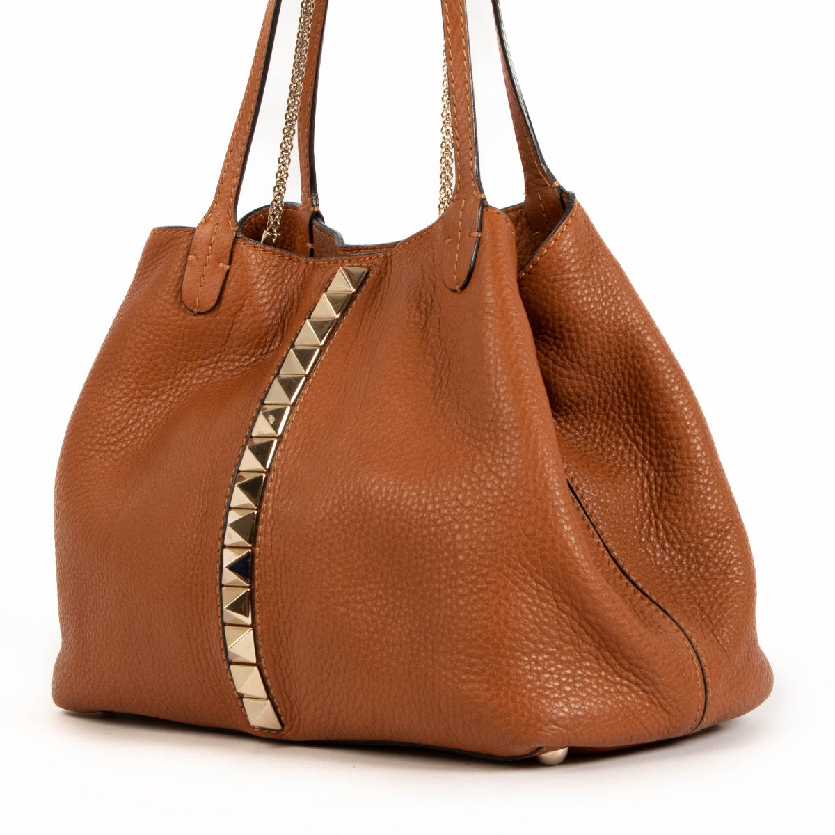 shop 100% authentic second hand Valentino Garavani Cognac Rock Stud Shoulder Bag on Labellov.com